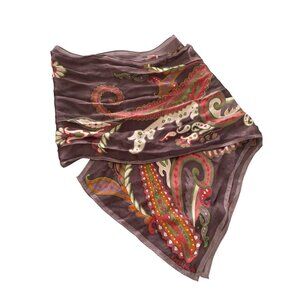 Jones New York Paisley Silk Scarf Multicolor 52" X 10" Lightweight Shawl Wrap